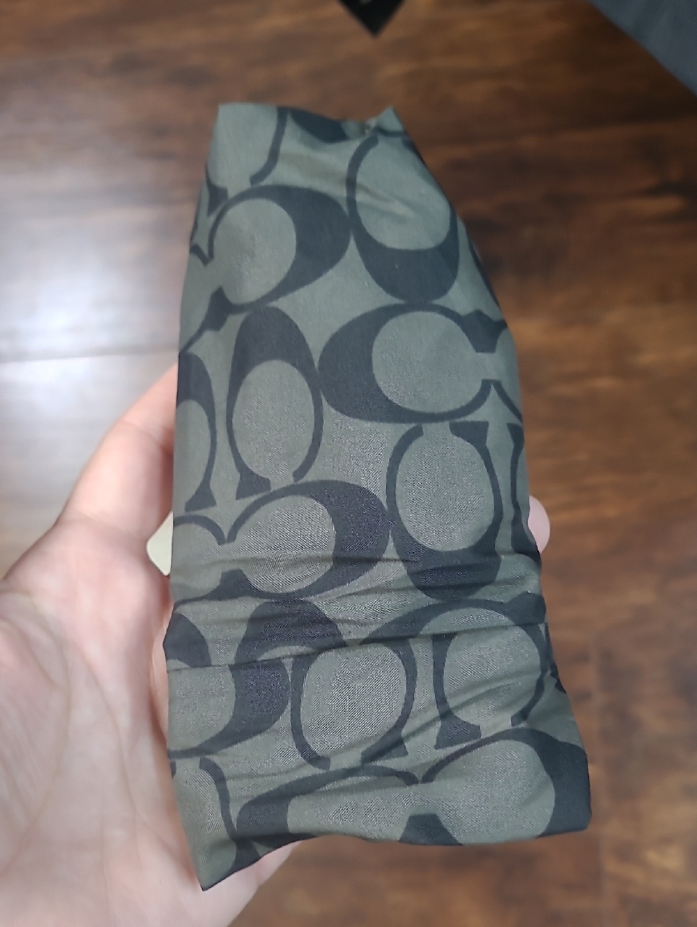 Coach Black/Charcoal Signature Print Compact Umbrella - Picture 8 of 8
